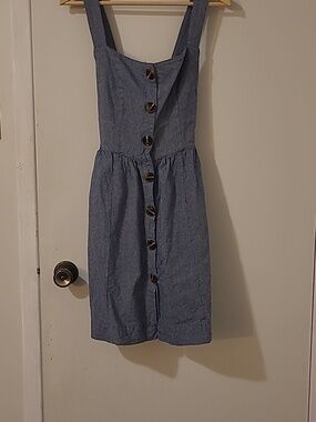 Chic Blue Button-Down Mini Dress